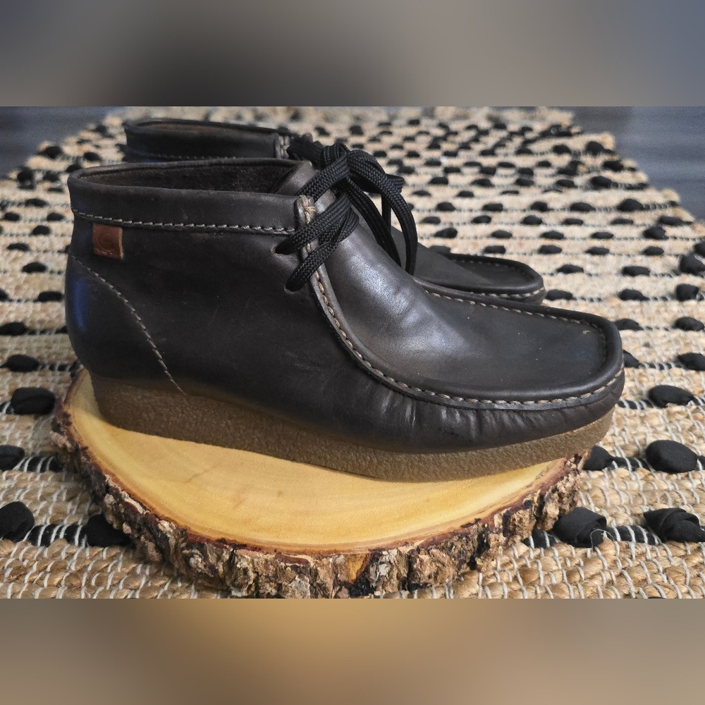 Clarks Black Leather Chukka Boots